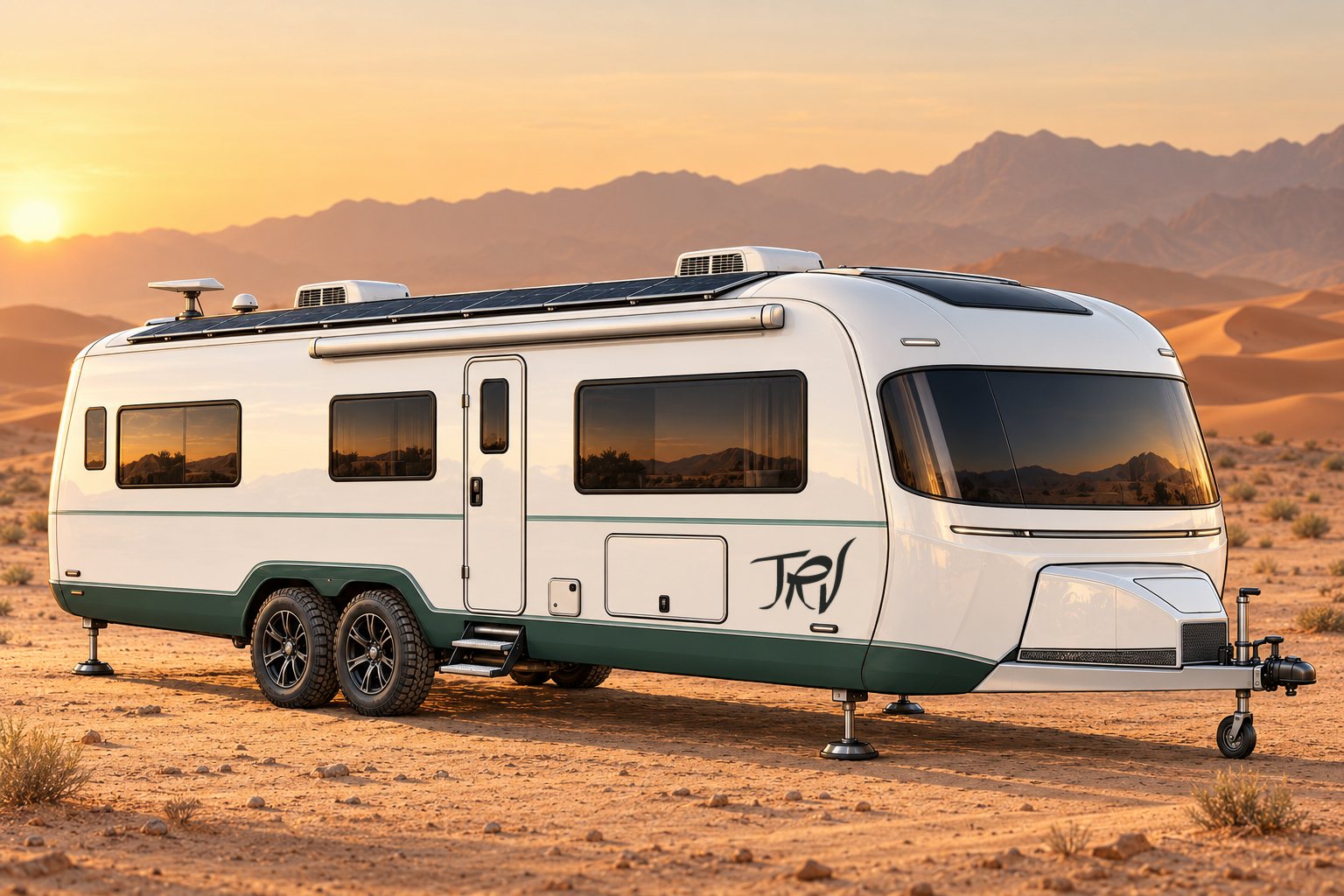 Illustration of a towable caravan, not a photo of a delivered unit